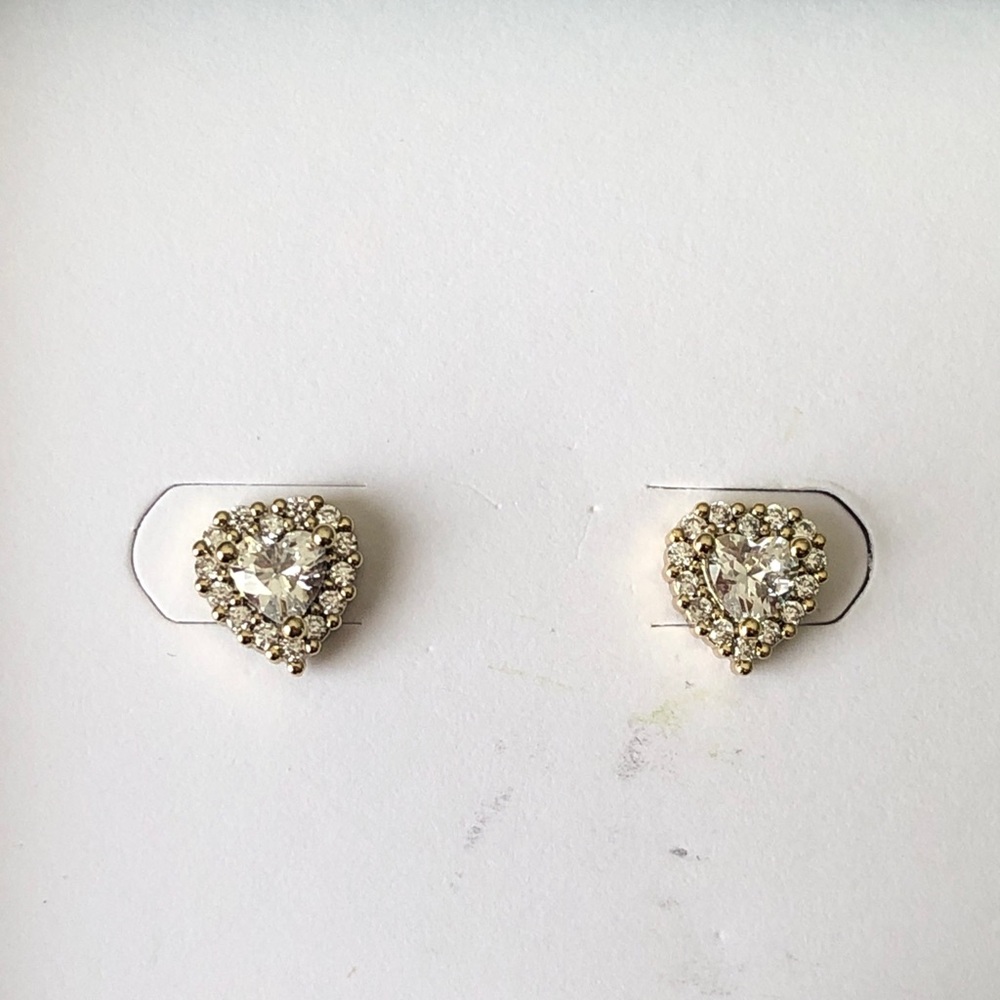 Kate Spade Gold Tone Always Sparkle Cubic Zirconia Halo Heart Stud Earrings NIB - Picture 2 of 14